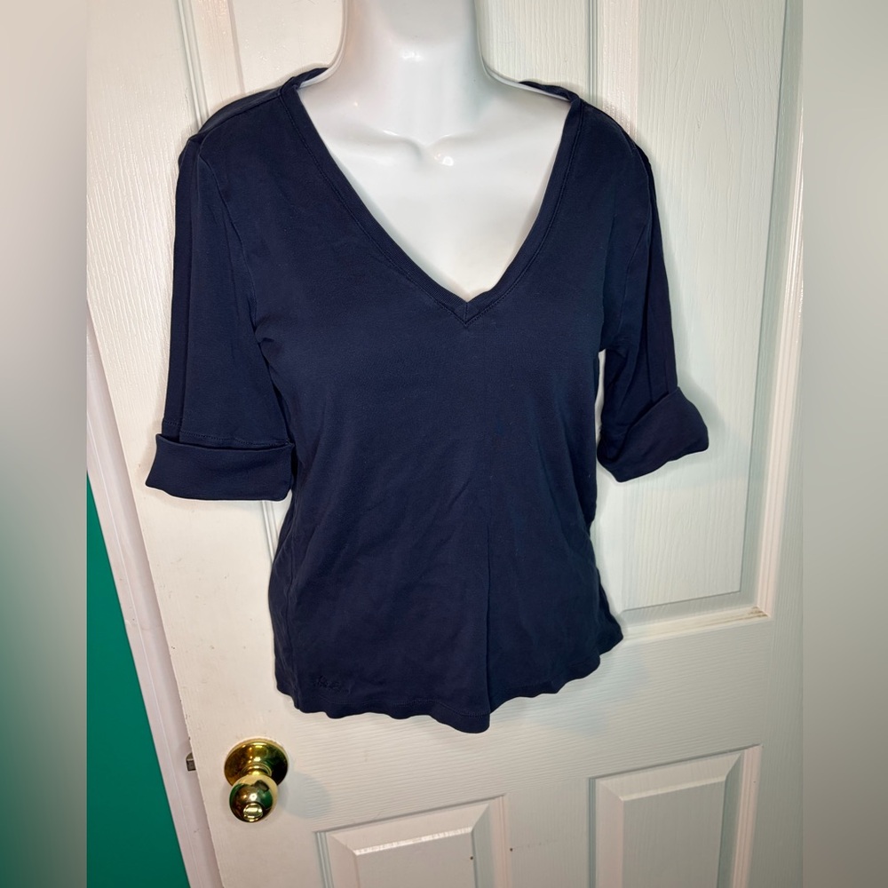 Ralph Lauren Deep Blue V-Neck Long Sleeve Top